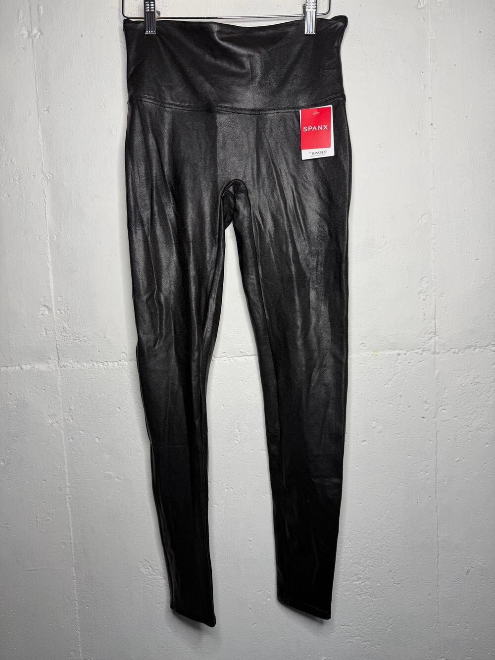 NEW Spanx Black Faux Leather Leggings Size Large